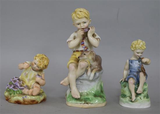 Freda Doughty for Royal Worcester. Three figures - Mischief, Teatime and June